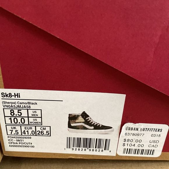 Vans Black and White Fuzzy High-Top Sneakers - Picture 14 of 14